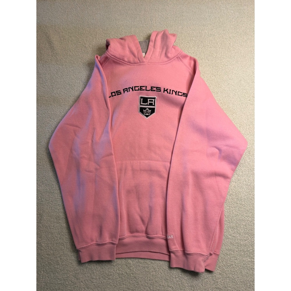 Vintage Reebok Los Angeles Kings NHL Pink Hoodie Girls XL 16 Embroidered
